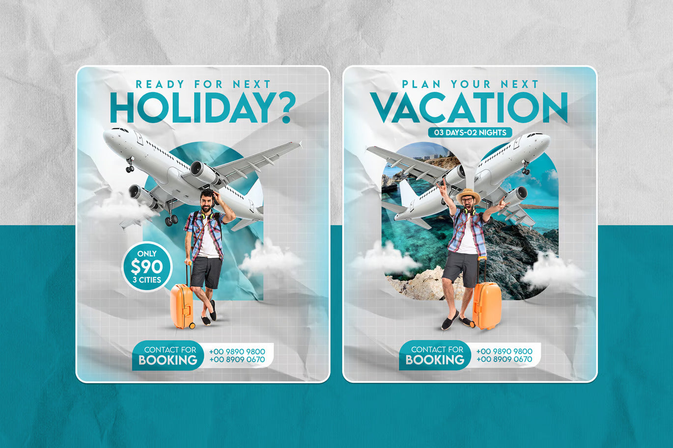 Travel Social Media Post Design Template Set