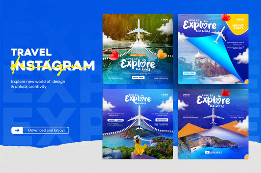 Travel and Tourism Social Media Template Set