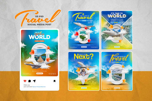 Travel and Tour Instagram Post Template Set